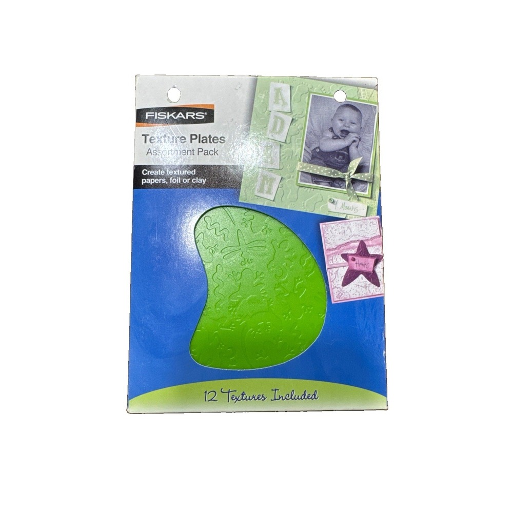 NEW Fiskars Texture Plates Assortment Pack 12 Textures 12-5686 Paper Foil Clay